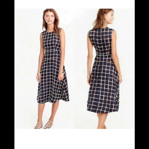 J. Crew Dresses & Skirts - JCrew Womens Silk-Twill Sleeveless Windowpane Print A-Line Black Dress sz 0